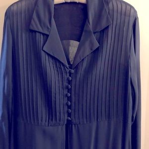 Vintage Long Navy 2 Pc Slip & Sheer Overdress Sz 12